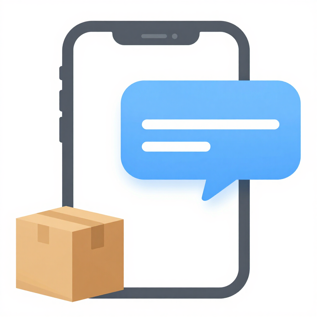 Illustration of a phone with a package delivery text message