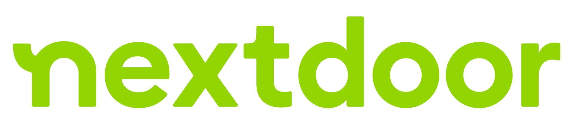 Green lowercase “nextdoor” logo on a white background