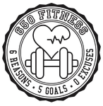 650 Fitness circular logo with dumbbells, heart and heartbeat line, &ldquo;6 reasons. 5 goals. 0 excuses.&rdquo;