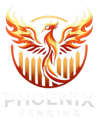 Orange phoenix with flaming wings above “Phoenix Fencing” text logo