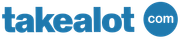 A blue and white logo for takealot.com