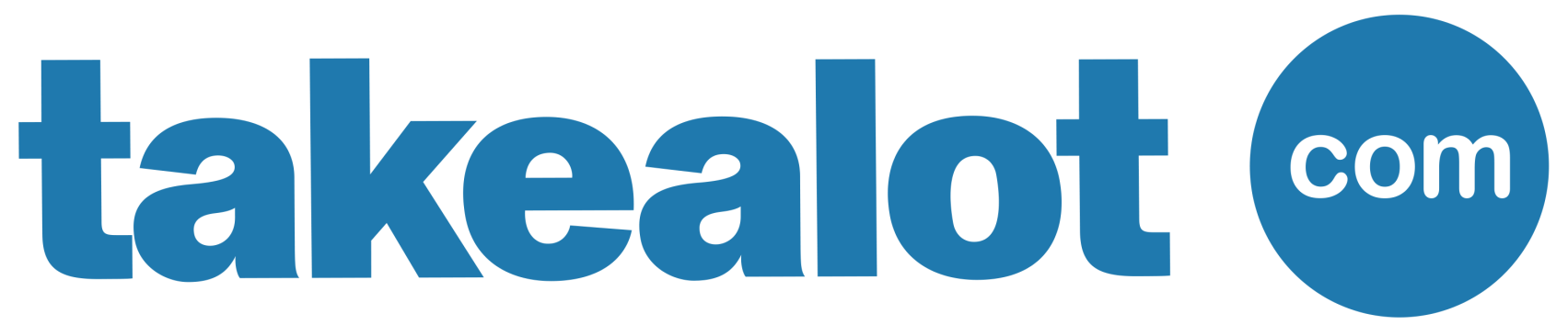 A blue and white logo for takealot.com