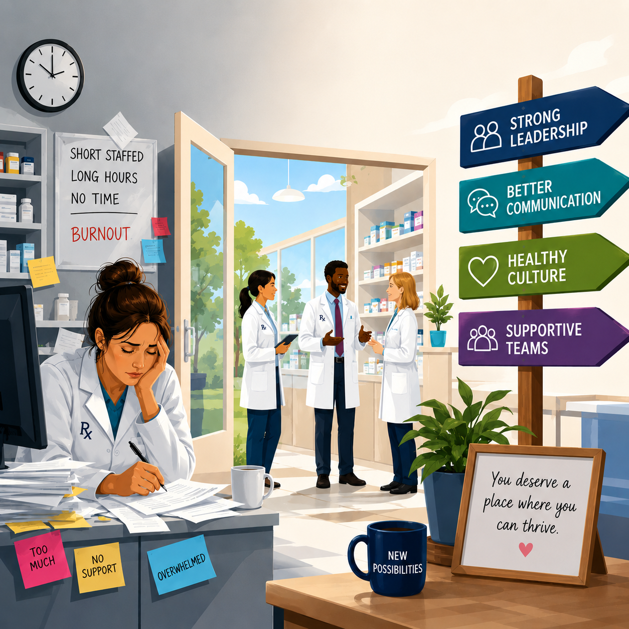 Pharmacist contemplating her career choices