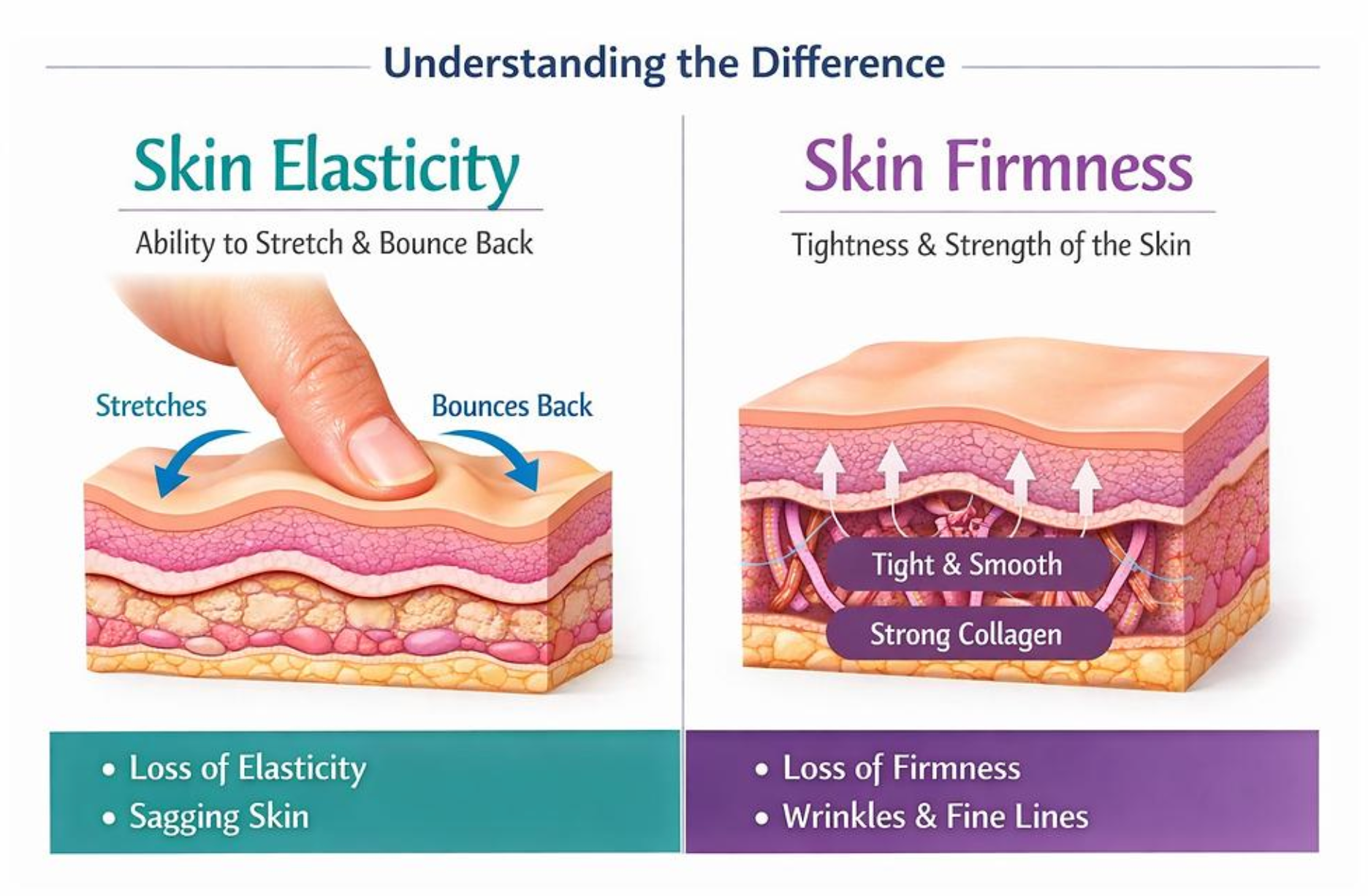 aging skin texture comparison healthy vs crepey skin