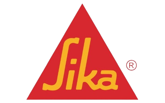 A red and yellow sika logo on a white background
