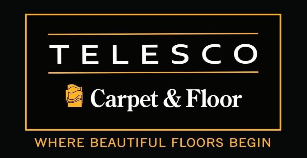 Telesco Carpet & Floor logo with the tagline "WHERE BEAUTIFUL FLOORS BEGIN" on a black background.