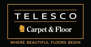 Telesco Carpet & Floor logo with the tagline "WHERE BEAUTIFUL FLOORS BEGIN" on a black background.