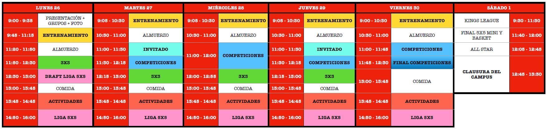 Itinerario Campus Álex López 2022