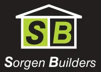 Sorgen Builders logo with a house roof icon and green SB letters on a black background