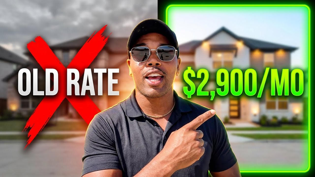 Man in sunglasses pointing at “OLD RATE” and “$2,900/MO” text over a house image