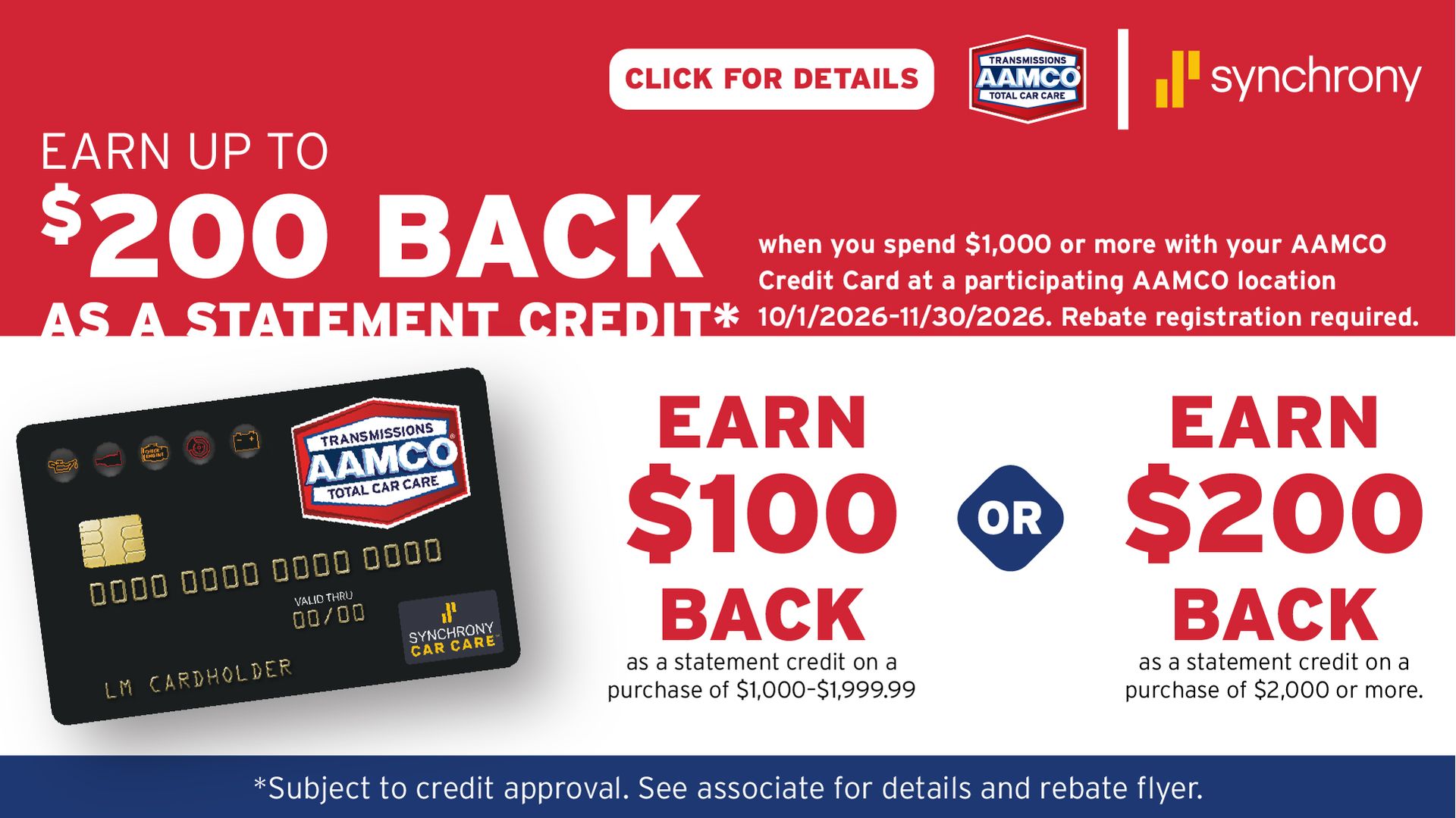 Aamco Synchrony banner.