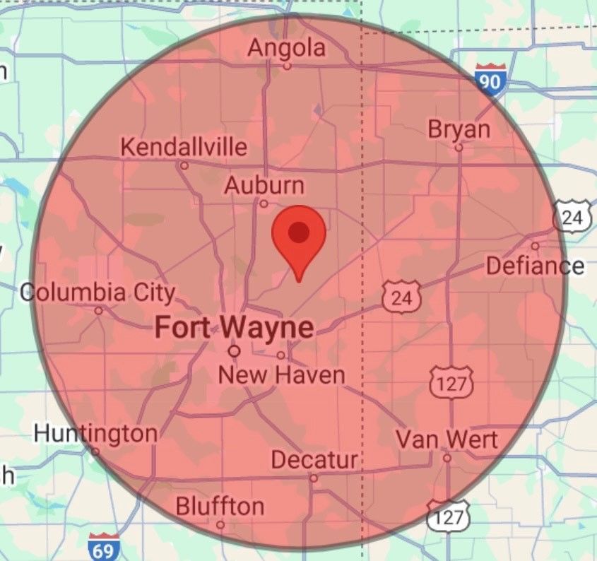 A map showing the location of Fort Wayne