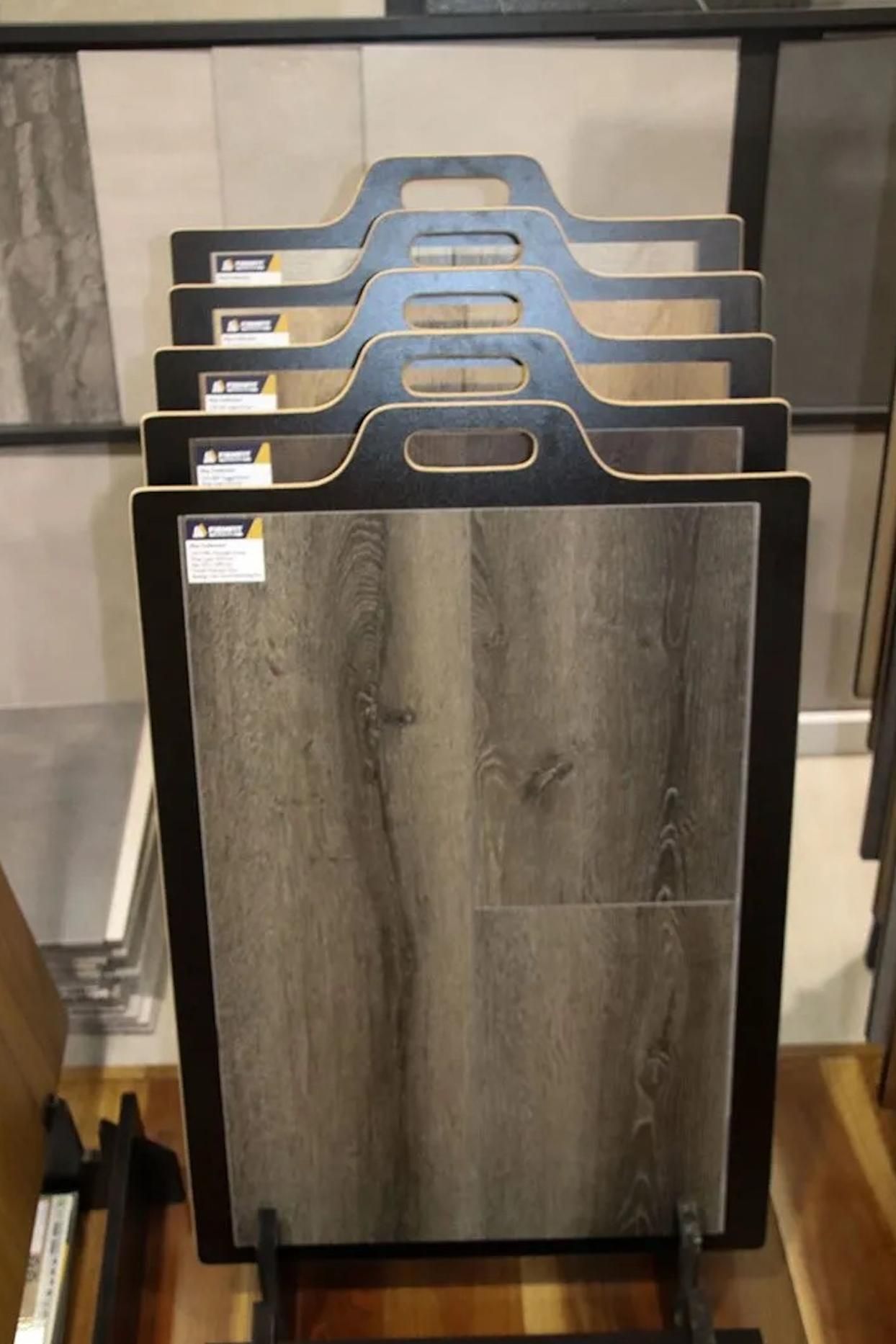 A Display of Wooden Floor Tiles in a Store — Traditional Tiles & Flooring in Smithfield, QLD