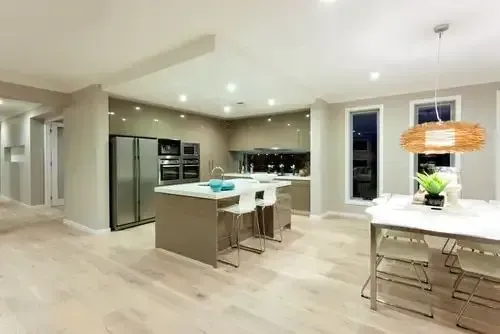 A Kitchen and Dining Room in a House With Hardwood Floors — Traditional Tiles & Flooring in Smithfield, QLD