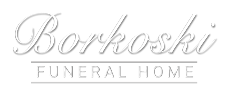 Borkoski Funeral Home logo in elegant gray script on a white background