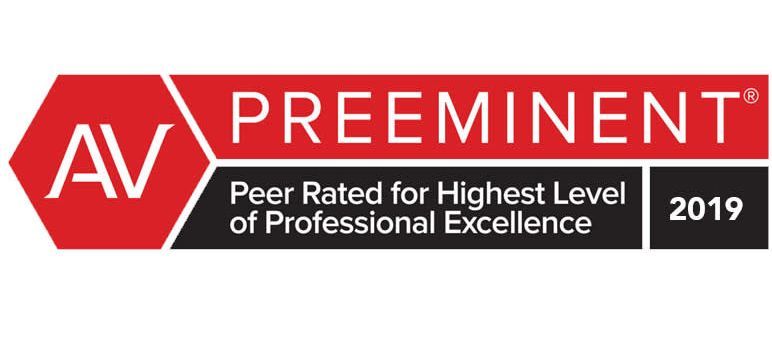 The logo for av preeminent is a peer rated for highest level of professional excellence.