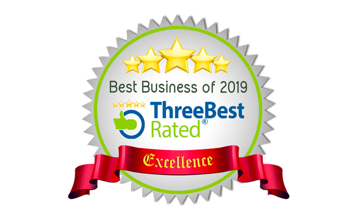 A seal that says best business of 2019 three best rated excellence