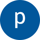 Icône de cercle bleu avec un « p » minuscule blanc