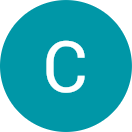 Icône circulaire turquoise avec un C blanc au centre
