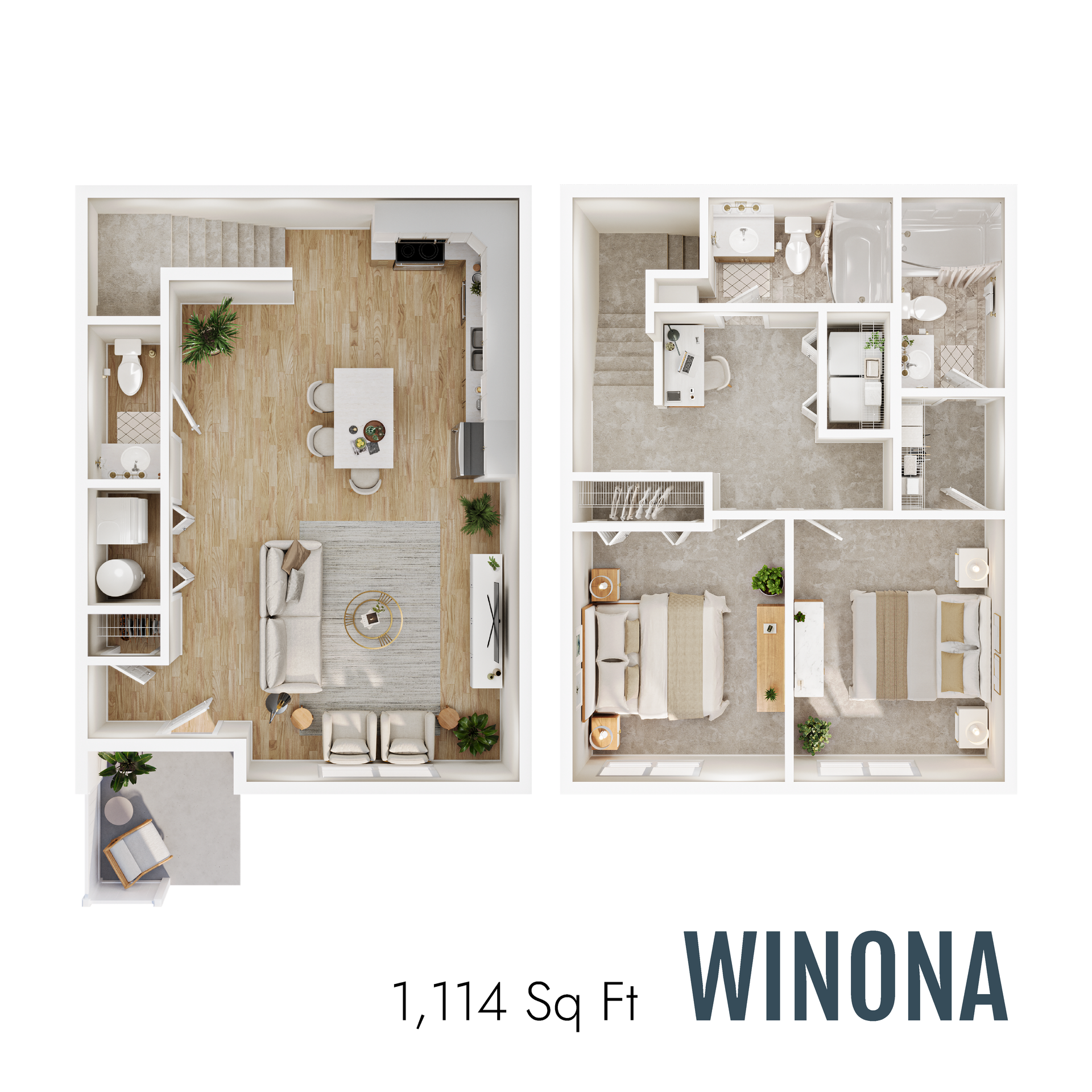 Winona floor plan with 1,114 square feet