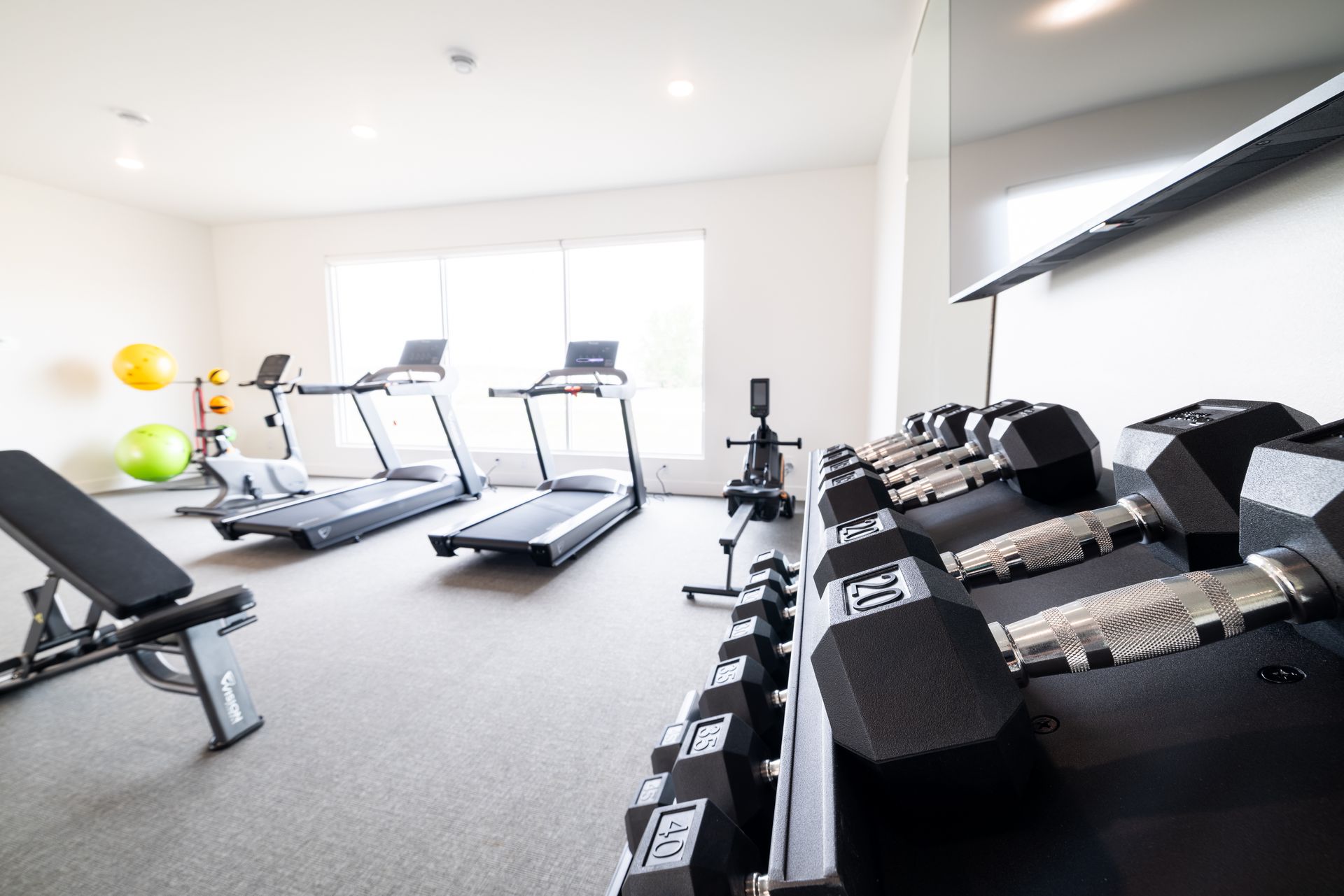 Fitness room with weights