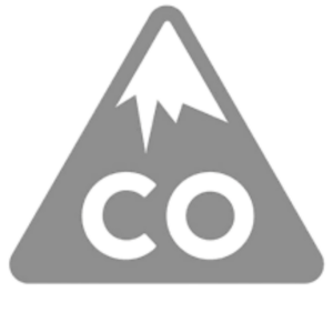 Gray triangle with a mountain peak design and the letters 