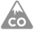 Gray triangle with a mountain peak design and the letters 