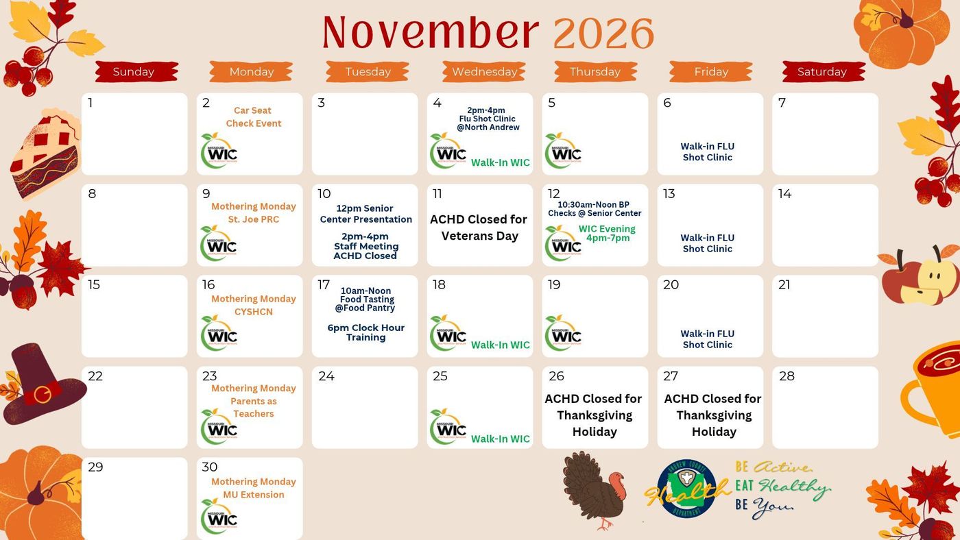 A calendar for November 2026