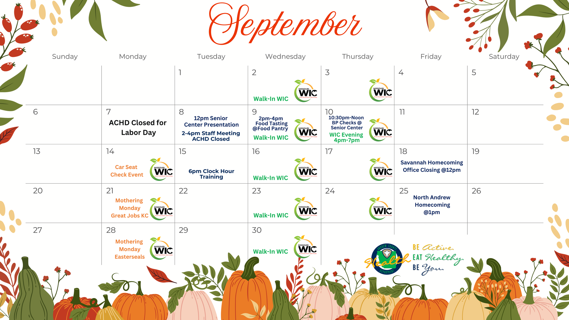 A calendar for September 2026