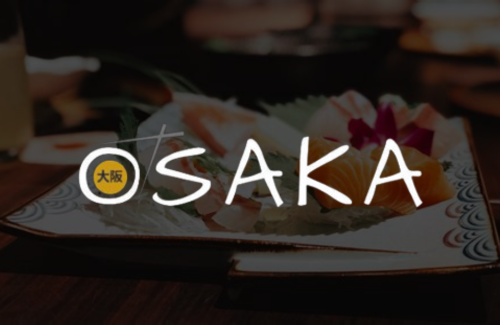 A plate of food with the word osaka on it