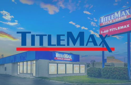 A picture of a titlemax store with a sign in front of it.