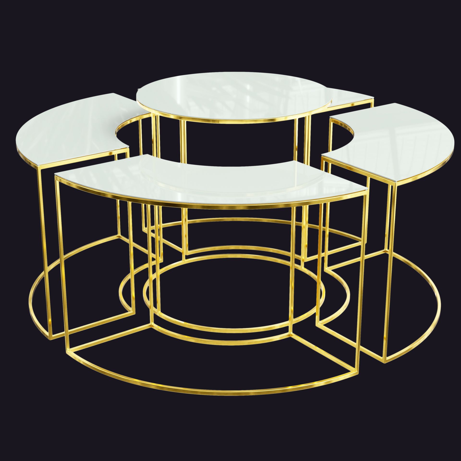 Gold Crescent Nesting Table Set