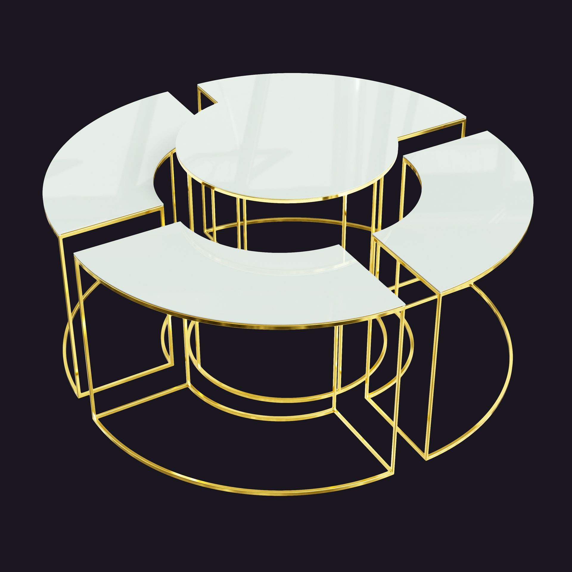 Gold Crescent Nesting Table Set