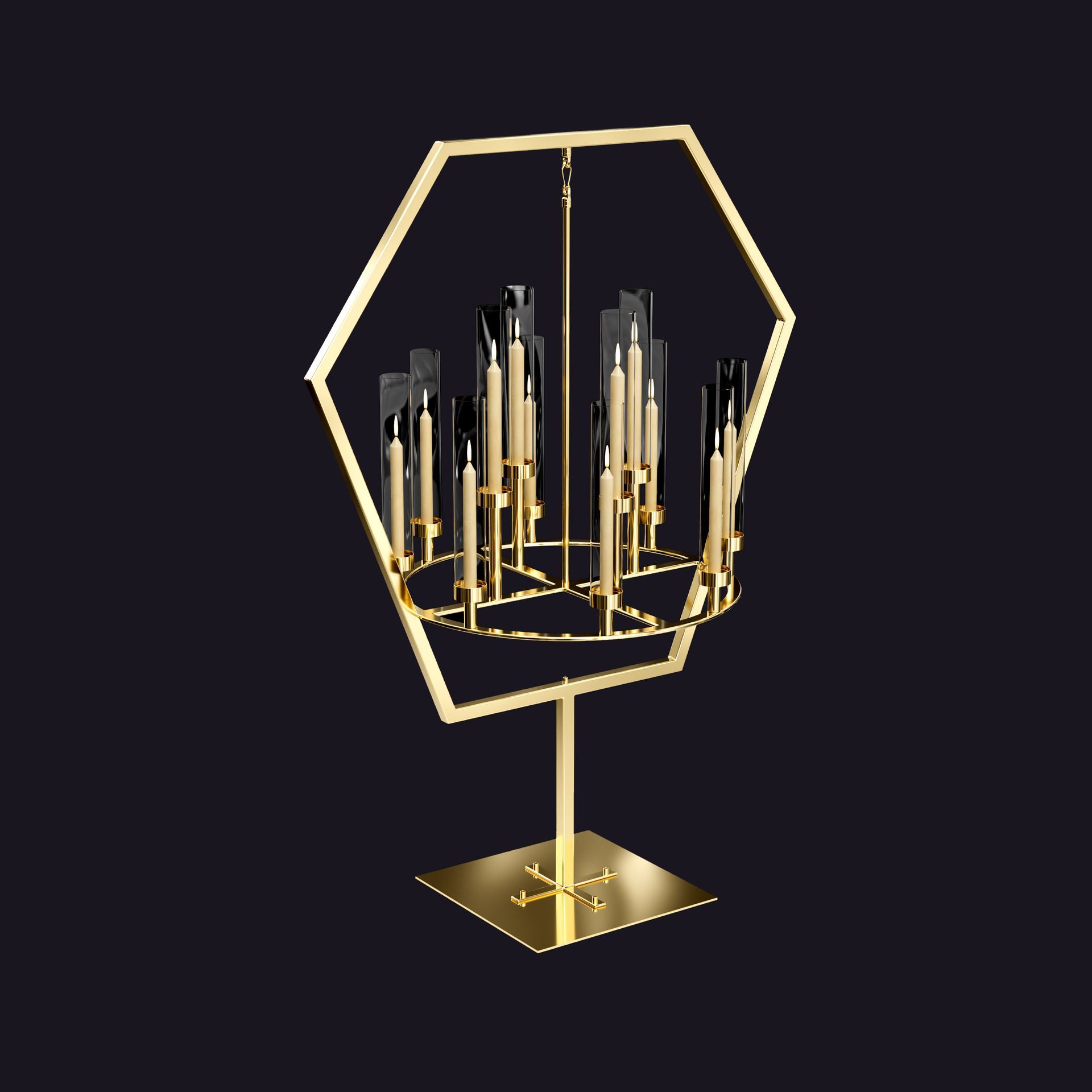 Hanging rose gold candelabra