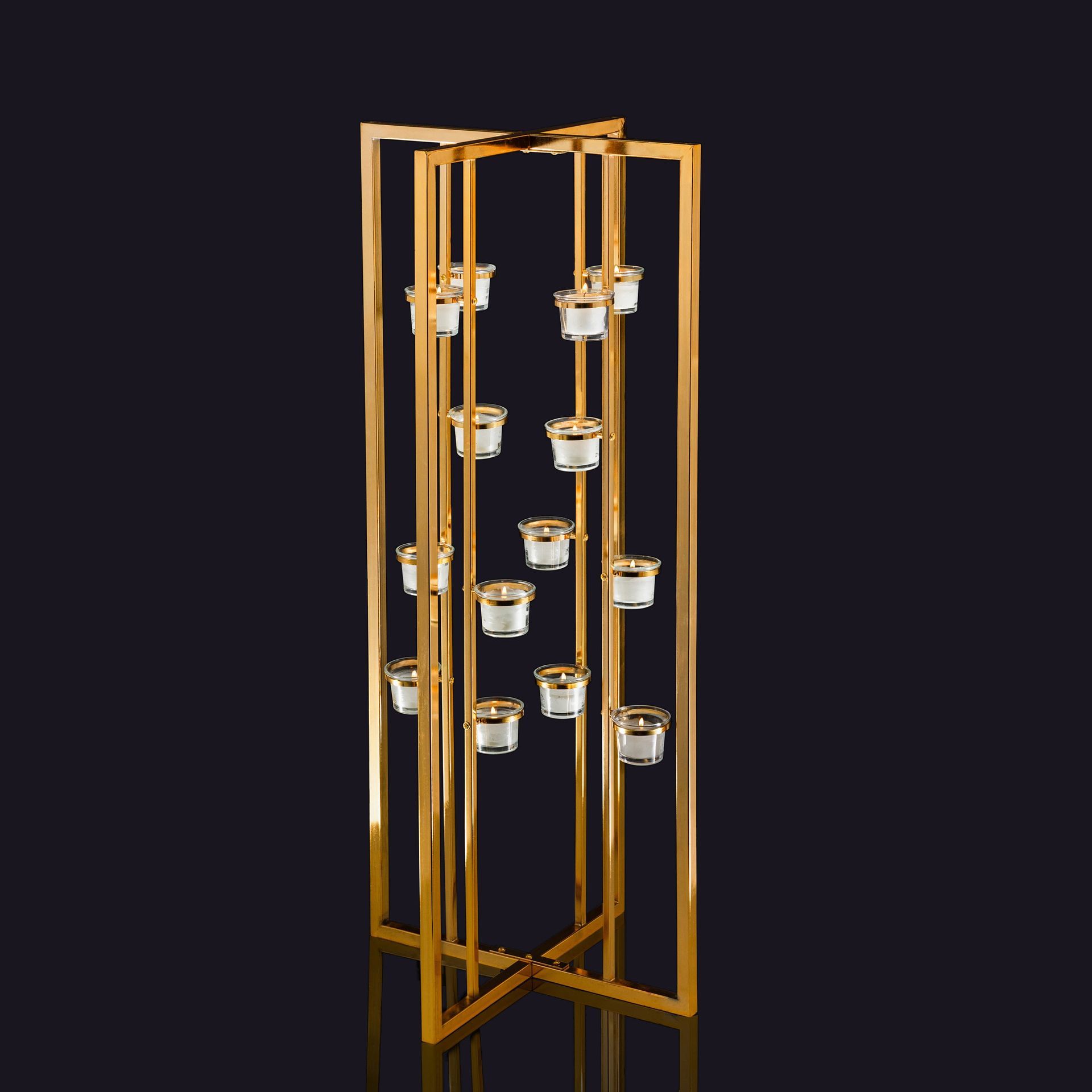 Gold Geometric Tea Light Candelabra