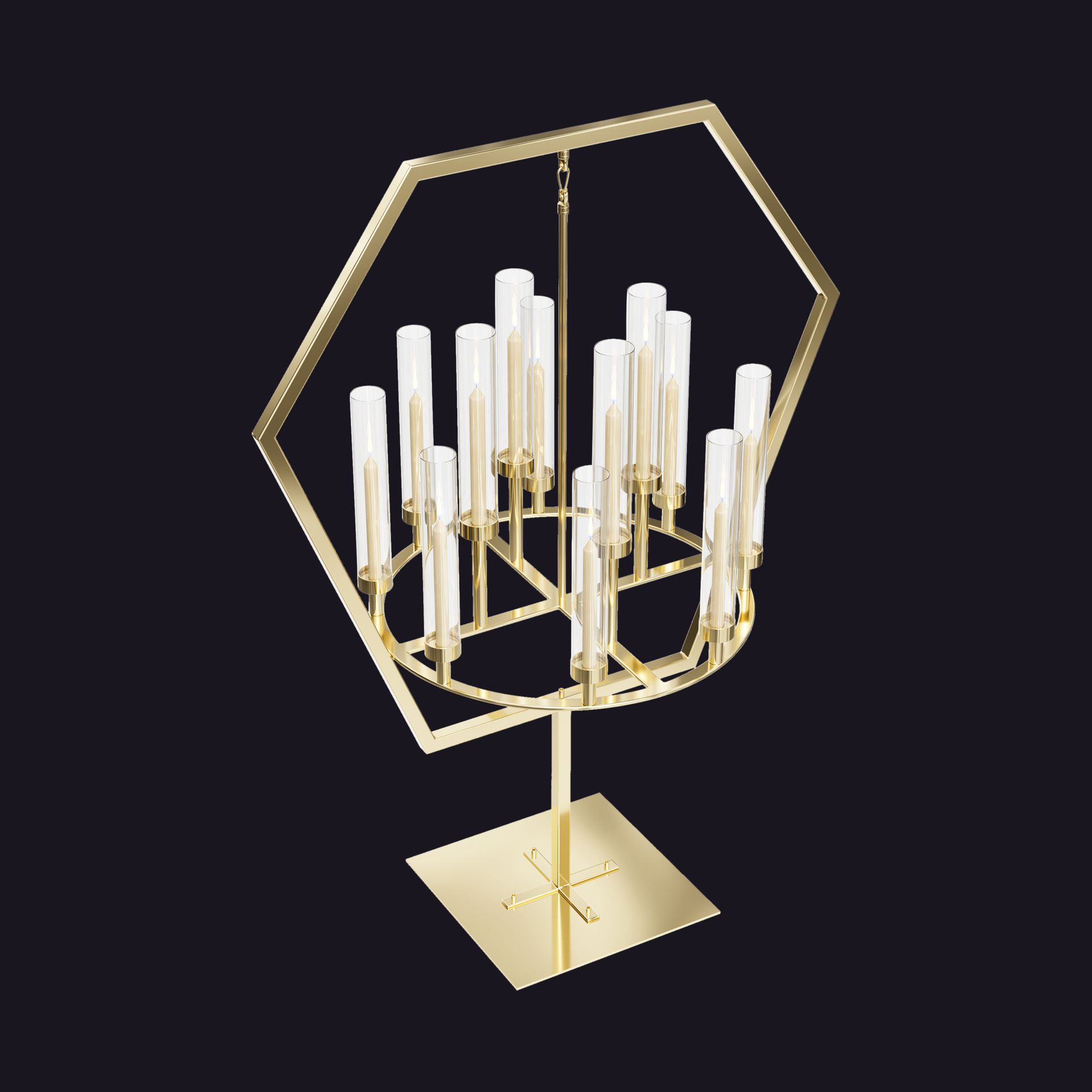 Hanging rose gold candelabra