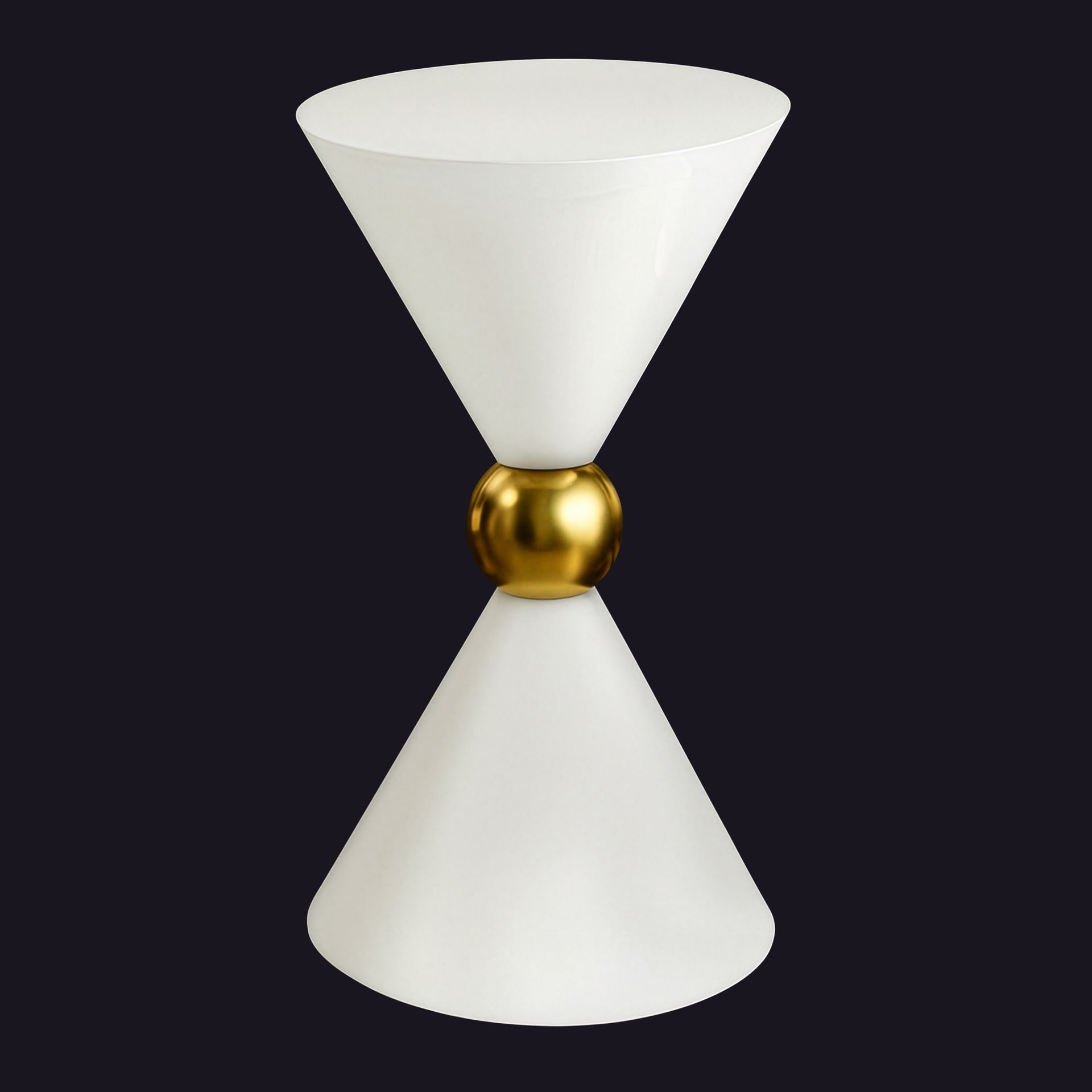 Modern Hourglass  Accent Table  White/Gold