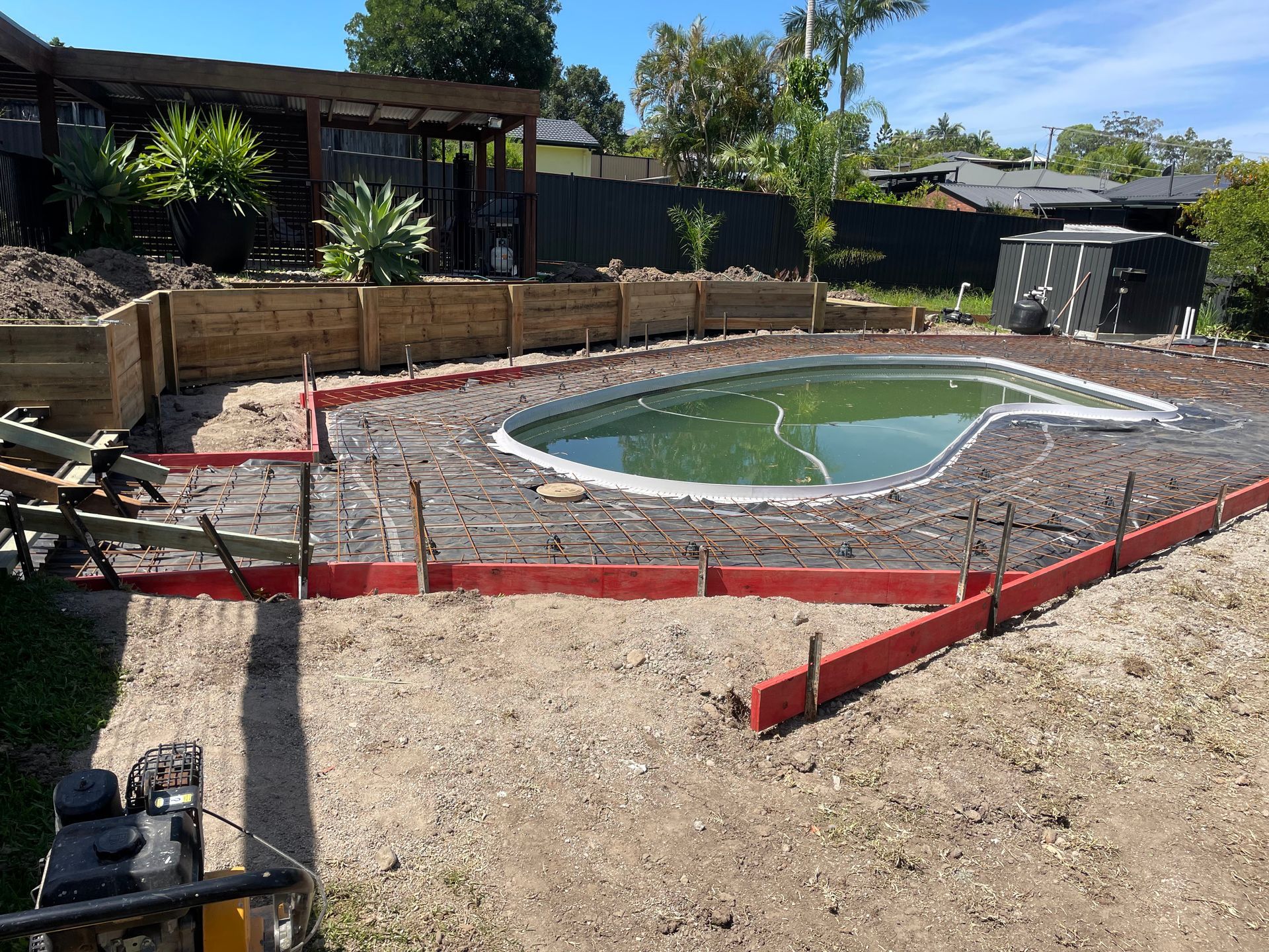 Backyard Pool Under Construction, Concrete Forms With Rebar in Place — Leak N Pool In Logan, QLD