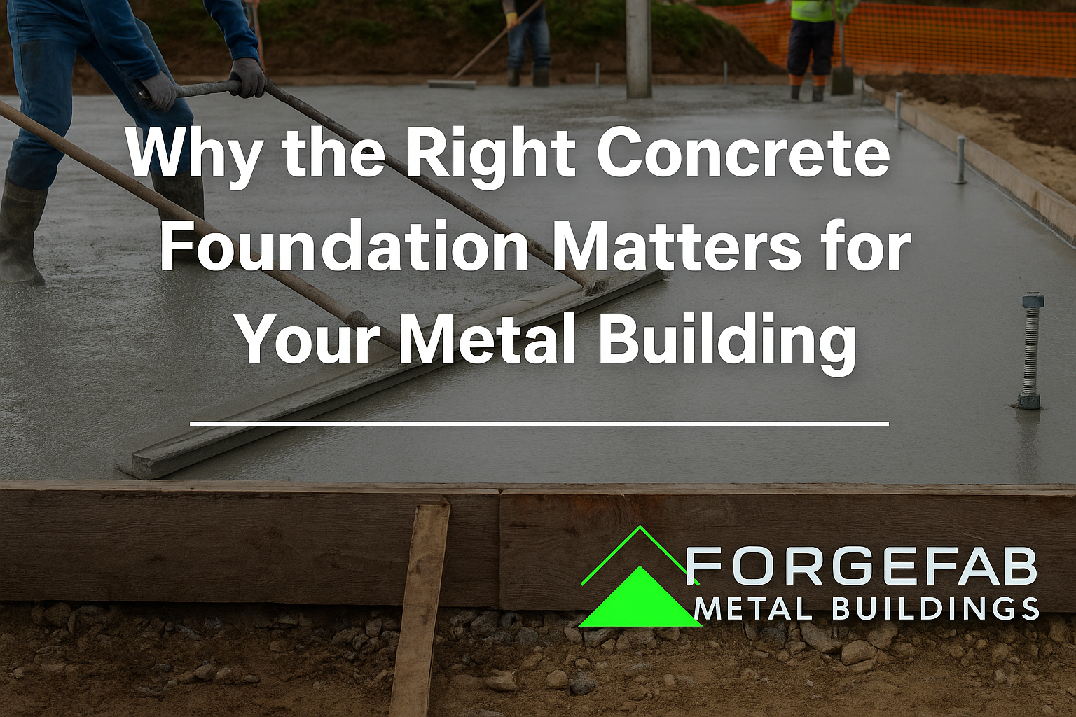 Workers smoothing a concrete slab with overlay text about the importance of a proper foundation for 
