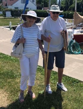 Old couple walking