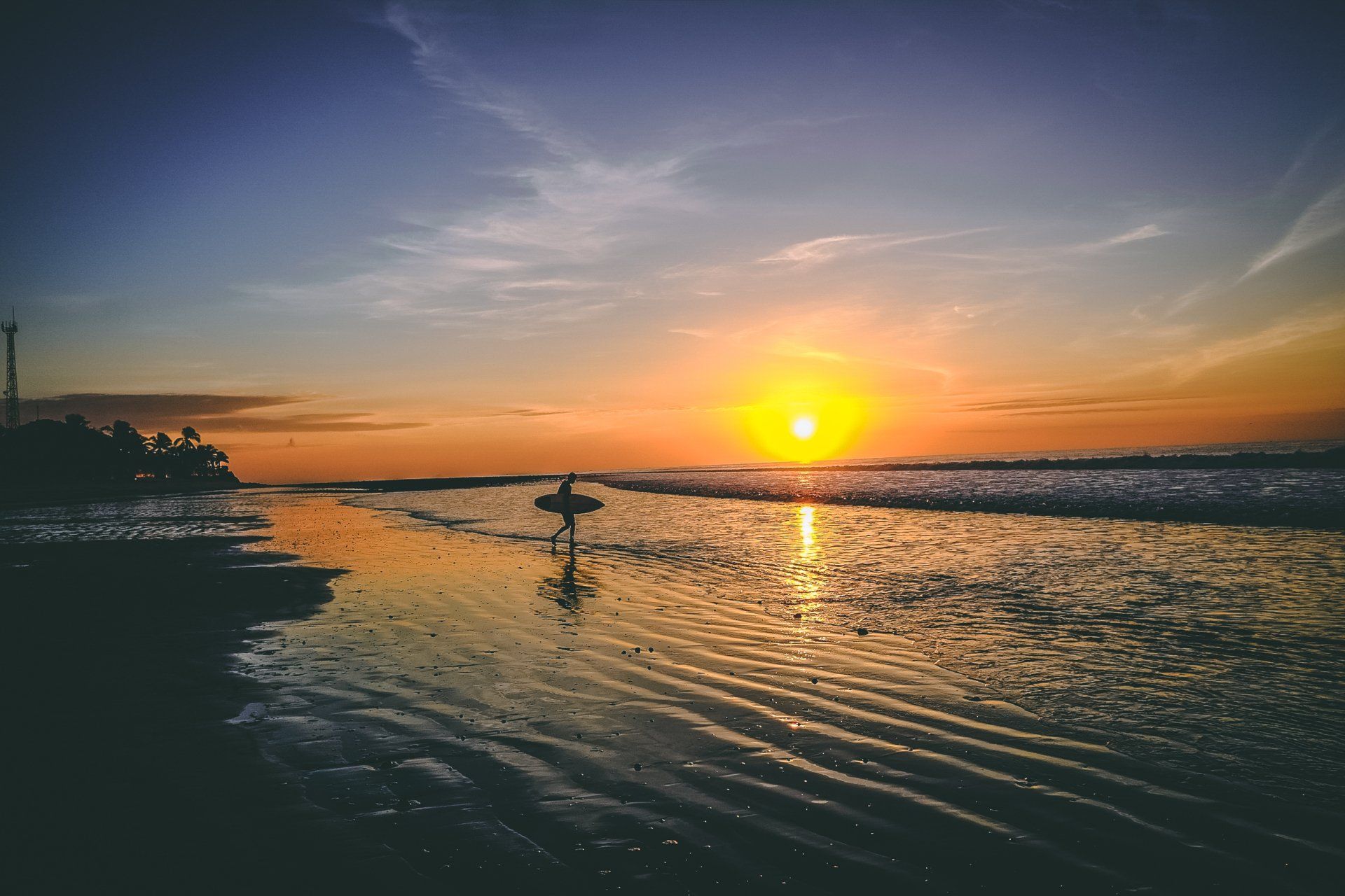 Sunset over the ocean at El Palmar Beach Panama