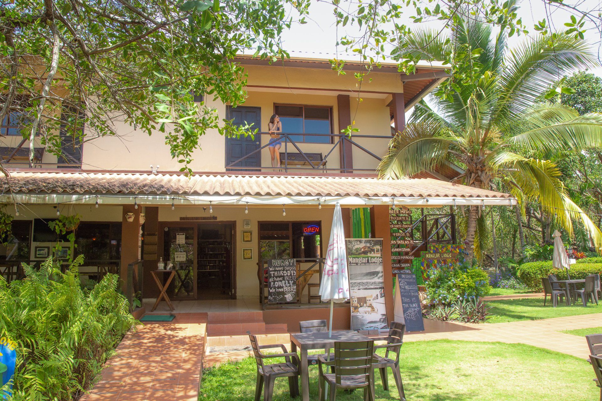 Exterior of Manglar Lodge beach hotel in El Palmar San Carlos Panama