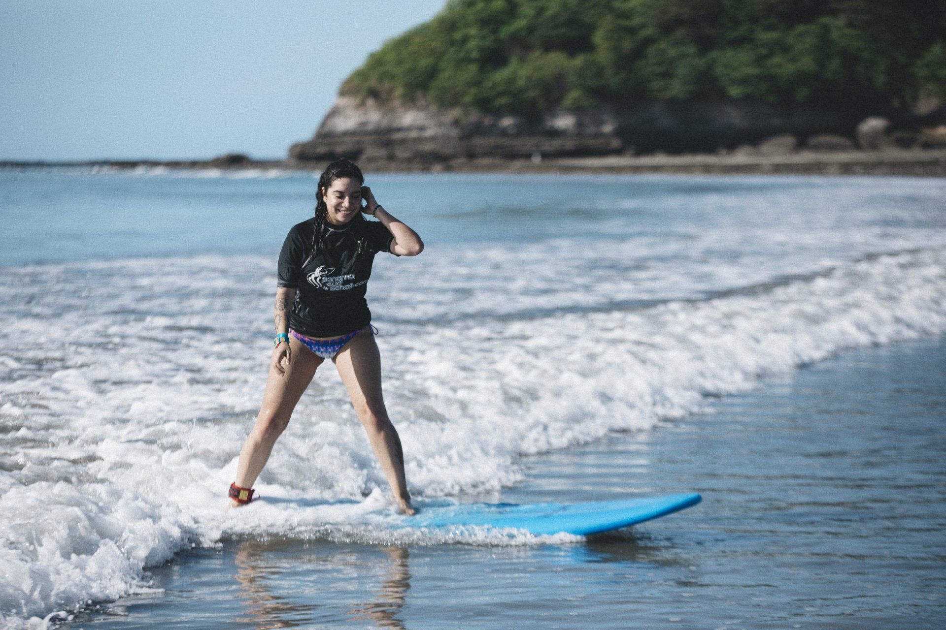 Beginner surfer learning at El Palmar Beach Panama