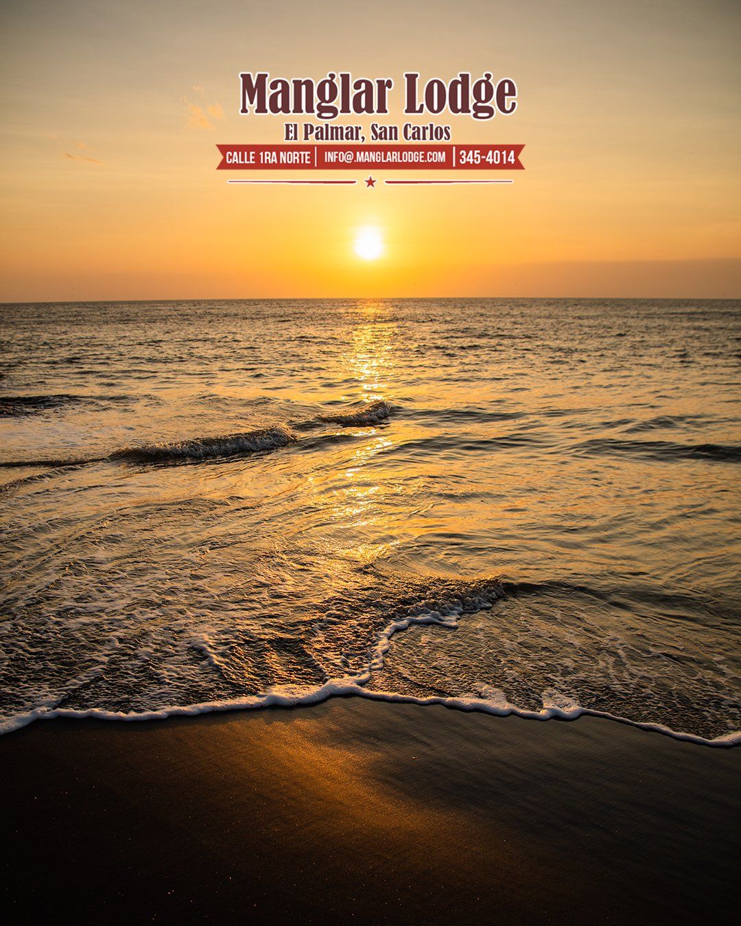 Sunset view at El Palmar Beach near Manglar Lodge Panama