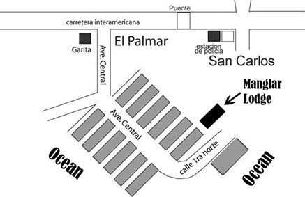 Access map to Manglar Lodge El Palmar