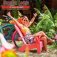 Guest relaxing in the tropical gardens at Manglar Lodge in El Palmar Panama