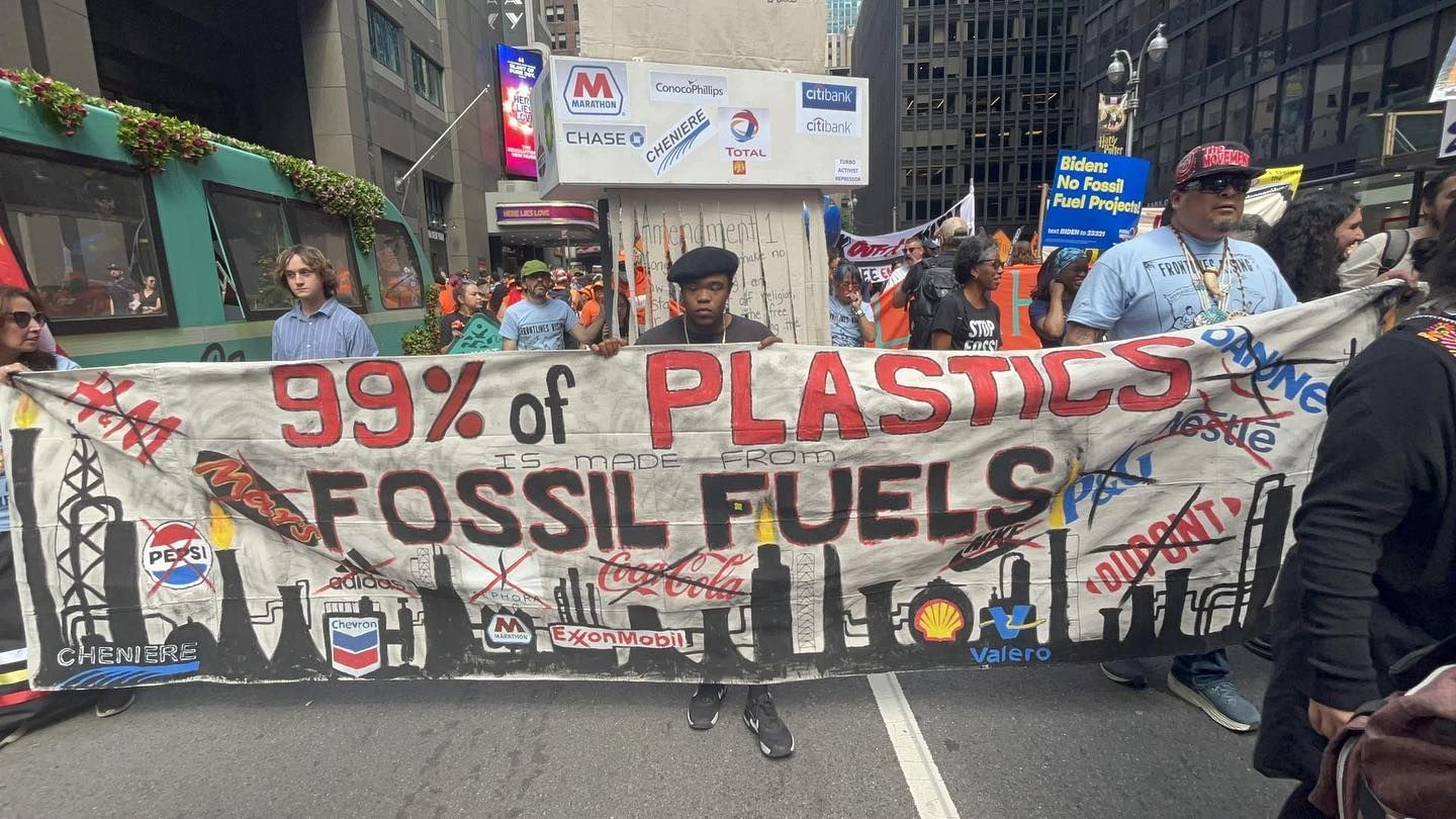 Protest banner: 