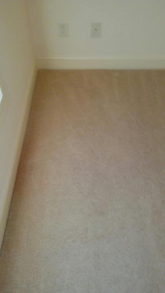 Empty beige carpeted room corner with white wall and electrical outlets.