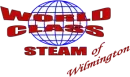 World Class Steam of Wilmington logo in red over a blue globe graphic