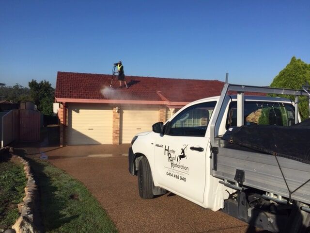 Hunter Roof Restoration Truck — Roof Repairs in Maitland, NSW